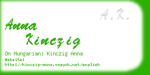 anna kinczig business card